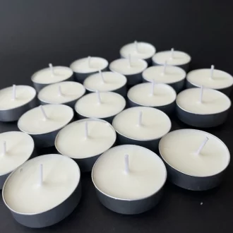 velas de té de cera de soja 100% con mecha de algodón. Velas de té para usar en quemadores junto a wax melts o aceites esenciales. Velas de té hechas a mano en España.