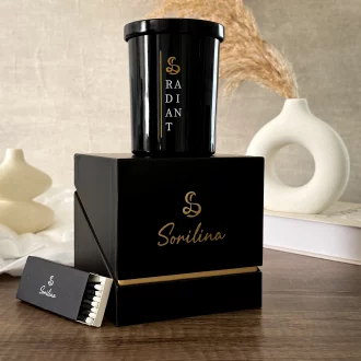 vela aromatica premium de cera de soja con mecha de madera. vela con aroma citrico.